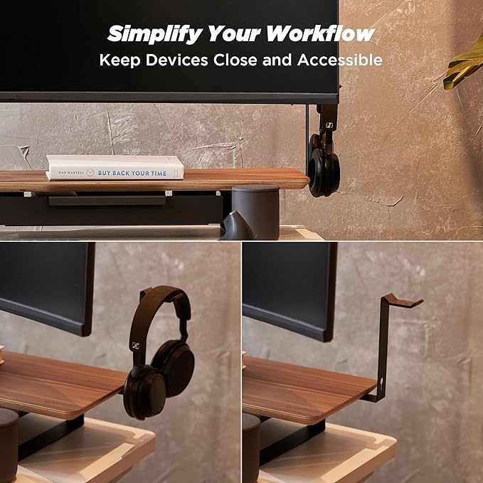 Moodular Headphone Stand Add-On for Slide Rails, Do Not Use Alone | Accessory Only, Dedicated Headphone Spot, Ergonomic & Accessible, Strong & Durable, Sleek & Minimalist, Black, MSA-HS - Image 3