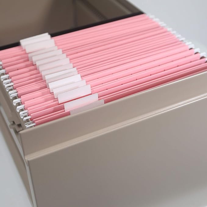 Smead Standard Hanging File Folders, 25 Count, Pink, 1/5-Cut Adjustable Tabs, Letter Size (64066) - Image 7