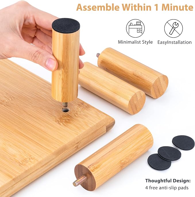 Bamboo Dual Monitor Stand Riser, Natural Desktop Shelf with Storage | 39.37-Inch Wide, Under-Shelf Storage for Keyboard, Mouse and Laptop, Fits Two 24-Inch Monitors in Home Office - Image 9