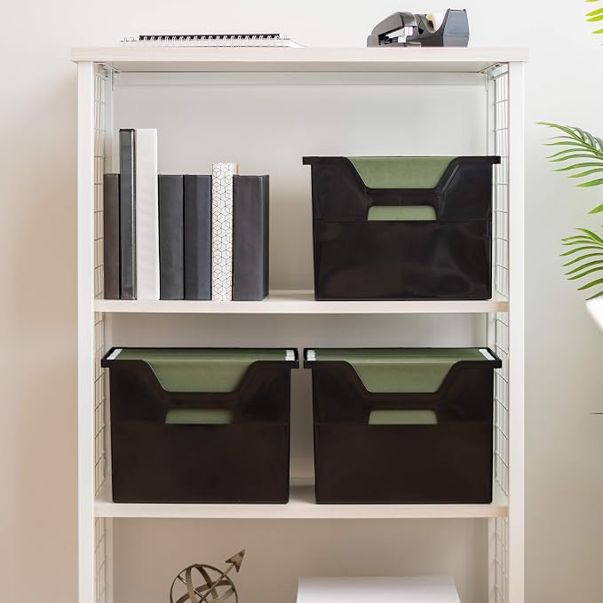 IRIS USA 4-Pack Large Desktop File Box with Open Lid, Black | Organize paperwork, mail, magazines, and office supplies with portable storage for desks, classrooms, and home workspaces - Image 5