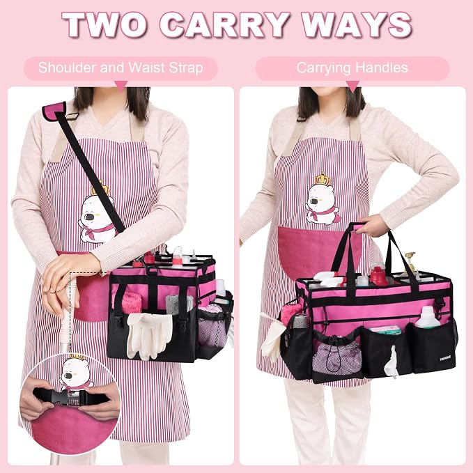 Extra-Large Wearable Cleaning Caddy With Detachable Divider,Cleaning Caddy For Cleaning Supplies Large Cleaning Supply Caddy With Adjustable Shoulder Strap & Waist Belt For Cleaners - Image 4