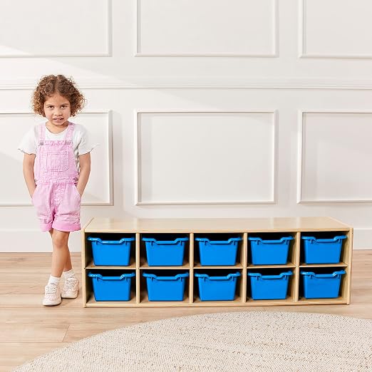 ECR4Kids Scoop Front Storage Bins, Multipurpose Organization, Blue, 10-Piece - Image 7