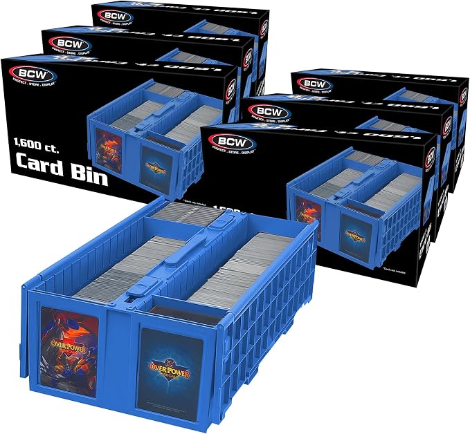 BCW Collectible Card Bin – (6-Pack, Blue) | Holds up to 1600 Cards | Plastic Storage Box for Pokémon, MTG & Sports Cards by BCW
