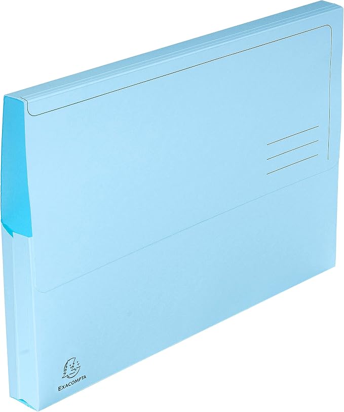 Exacompta - Ref 46772E - Super A4 Document Wallets - 245 x 325mm in Size, Suitable for A4 Documents, 3cm Expansion Gusset, 220gsm Card, PEFC-Certified - Blue (Pack of 50) - Image 2