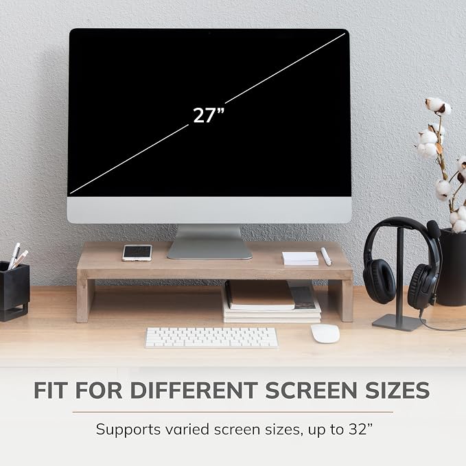 Anji Mountain Wooden Monitor Stand - Elegant Monitor Riser, Perfect Monitor Stand for Desk Organization, Durable Wood Construction monitor stands, Enhances Ergonomics and Workspace Efficiency,Biscotti - Image 4