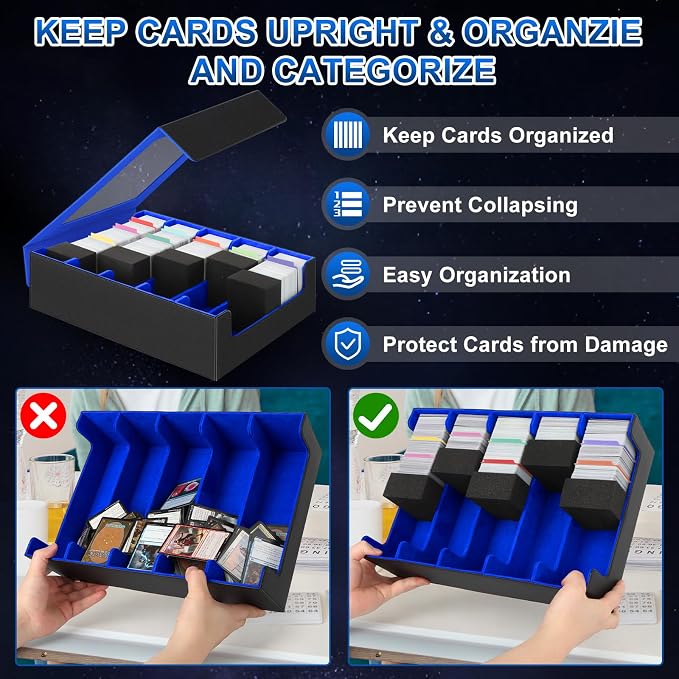 AOBOPLE 3900+ Trading Card Storage Box, Clear Lid and Magnetic Closure | 5-Row Card Box,PU leather,48 Dividers + 5 Foam Supports,Card Organizer For MTG TCG Sports, Gift For Collectors - Image 3