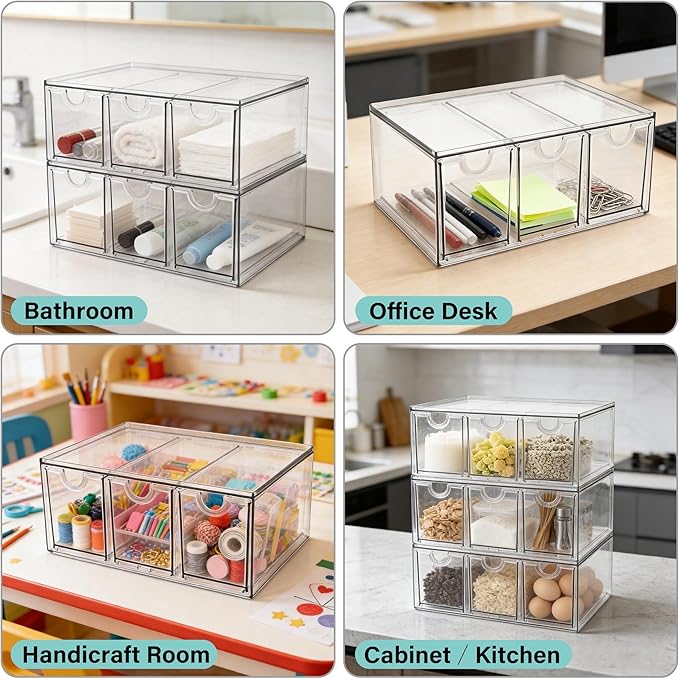 Prsildan Tea Bag Organizer K Cup Holder Drawer Coffee Pods Storage, 2 Pack | Clear Acrylic, Stackable, Pull Out, For Kitchen Office Craft Art Supplies Hair Accessories Makeup Small Items - Image 7