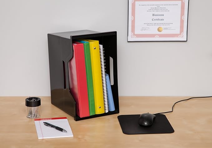 IRIS USA 4-Pack Large Desktop File Box with Open Lid, Black | Organize paperwork, mail, magazines, and office supplies with portable storage for desks, classrooms, and home workspaces - Image 7