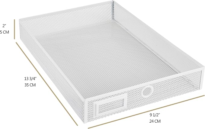 Annova Desk Organizer Wire Mesh 3 Tier Sliding Drawers Paper Sorter/Multifunctional/Premium Solid Construction for Letters, Documents, Mail, Files, Paper, Kids' Art Supplies (White) - Image 4
