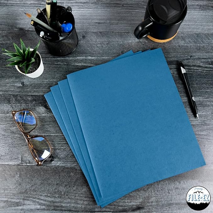 FILE-EZ Two-Pocket Folders, Light Blue, 25-Pack, Textured Paper, Letter Size (EZ-32520) - Image 7
