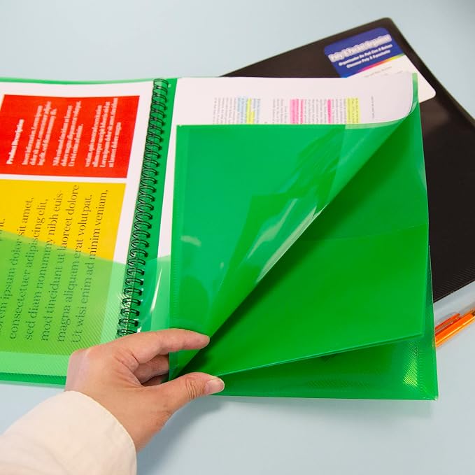 BAZIC Products Assorted Color Poly 8-Pocket Folder Organizer, 6-Set | business card slot, Sorts letter-size 8.5 x 11 in papers - Image 6