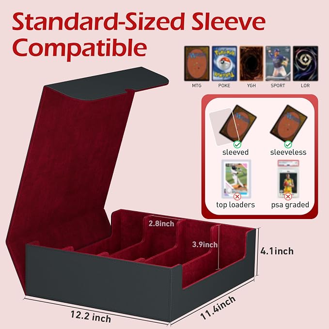 4-Row【3200+】 Trading Card Storage Box, Card Organizer Holder with 24 Dividers, Case Fit for MTG TCG Magic Commander Deck Playing Cards, Deck Box for Sport Card - Image 6