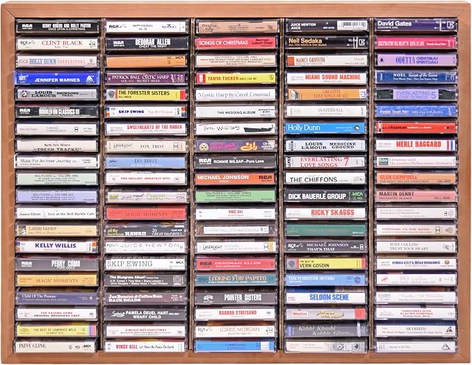Kingdom Unfinished Wooden Cassette Tape Storage Rack, Audio Cassettes Organiser/Holder for Stamp Pads, Playing Cards, 100 Slots - Image 2