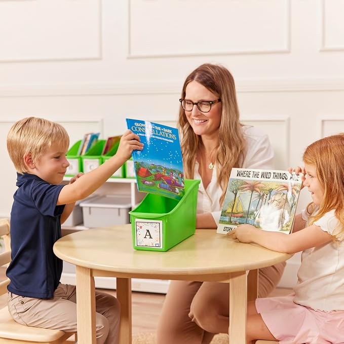 ECR4Kids Linking Plastic Storage Book Bin, Multipurpose Organization, Neon Green, 10-Piece - Image 10