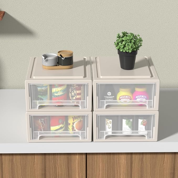 Asking 12 Quart Stacking Drawer, Plastic Storage Drawer Unit, 3-Pack | Stackable Structure, Sturdy Plastic Frame, Space Saving Design, Suitable for Office, Bedroom & Closet Storage - Image 6