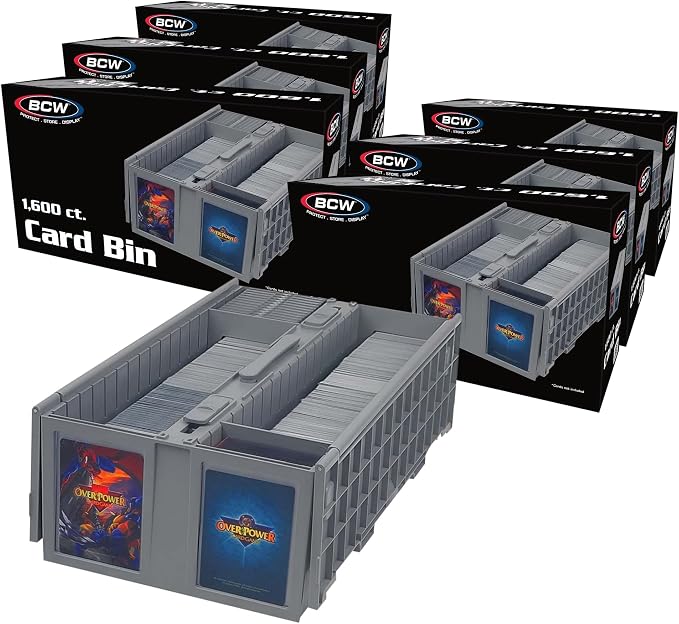 BCW Collectible Card Bin – (6-Pack, Gray) | Holds up to 1600 Cards | Plastic Storage Box for Pokémon, MTG & Sports Cards by BCW