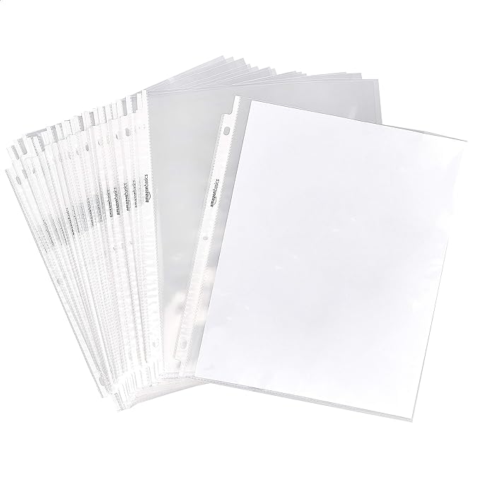 Amazon Basics Sheet Protectors for 3 Ring Binder, Heavyweight, Acid-Free, Top Loading, Polypropylene, 8.5 x 11 Inch, 500-Pack, Clear by AmazonBasics