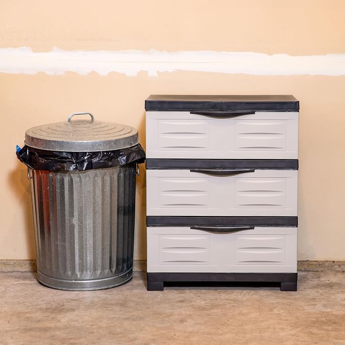 Sunnydaze 29.5" 3-Tier Heavy Duty Garage Storage Drawers, Gray | Easy-Clean Plastic Storage Cabinet with Drawers, Includes Anti-Tip Kit, Fully Assembled for Garage, Laundry Room, Office - Image 7