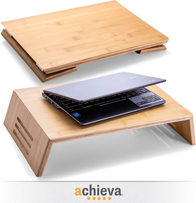 Achieva Monitor Stand - Bamboo Monitor Riser with Under-Desk Storage, 17.56" x 12.44" x 2.64", Natural Finish - Image 3