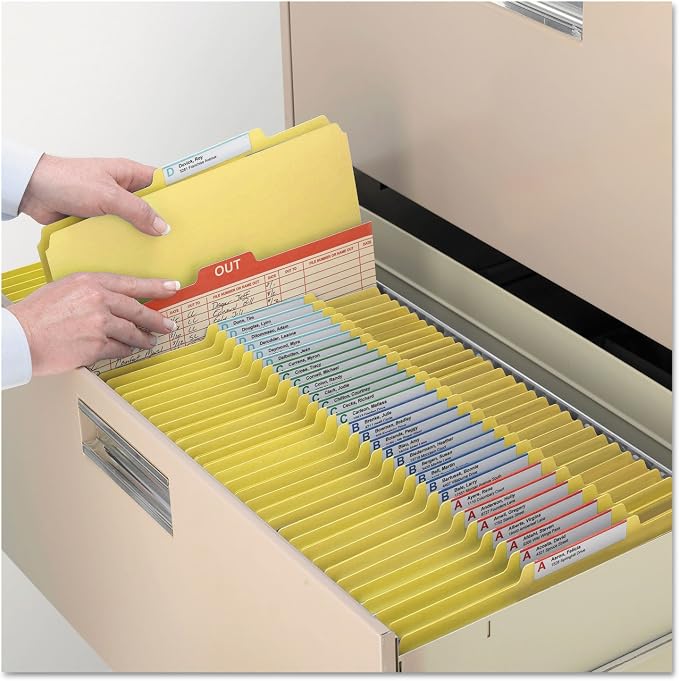 Smead Pressboard Classification File Folder with SafeSHIELD Fasteners, 1 Divider, 2" Expansion, Letter Size, Yellow, 10 per Box (13734) - Image 3