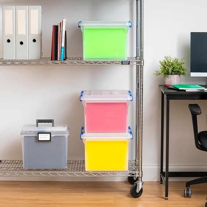 IRIS USA WeatherPro File Box Organizer, Letter/Legal, 32 Qt. 3-Pack, Clear | Store letter and legal documents safely with weather-resistant protection and space-saving stackable storage - Image 4