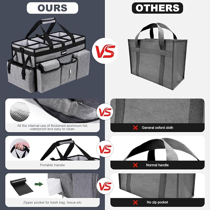 Extra Large Cleaning Caddy Bag with Rigid Support Board, Cleaning Organizer Tote with Detachable Divider, Adjustable Shoulder Strap & Waist Belt, Cleaning Supply Carrier for Cleaners & Housekeepers - Image 6