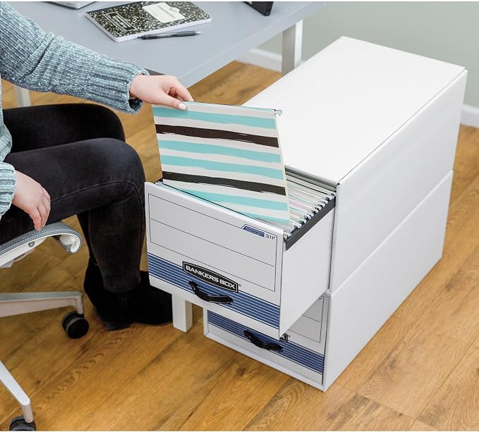Bankers Box 6-Pack Medium-Duty Storage Drawers, Legal Size, Steel Plus | Get file-cabinet access without the cabinet - stackable drawers save space and keep active records within reach. - Image 2