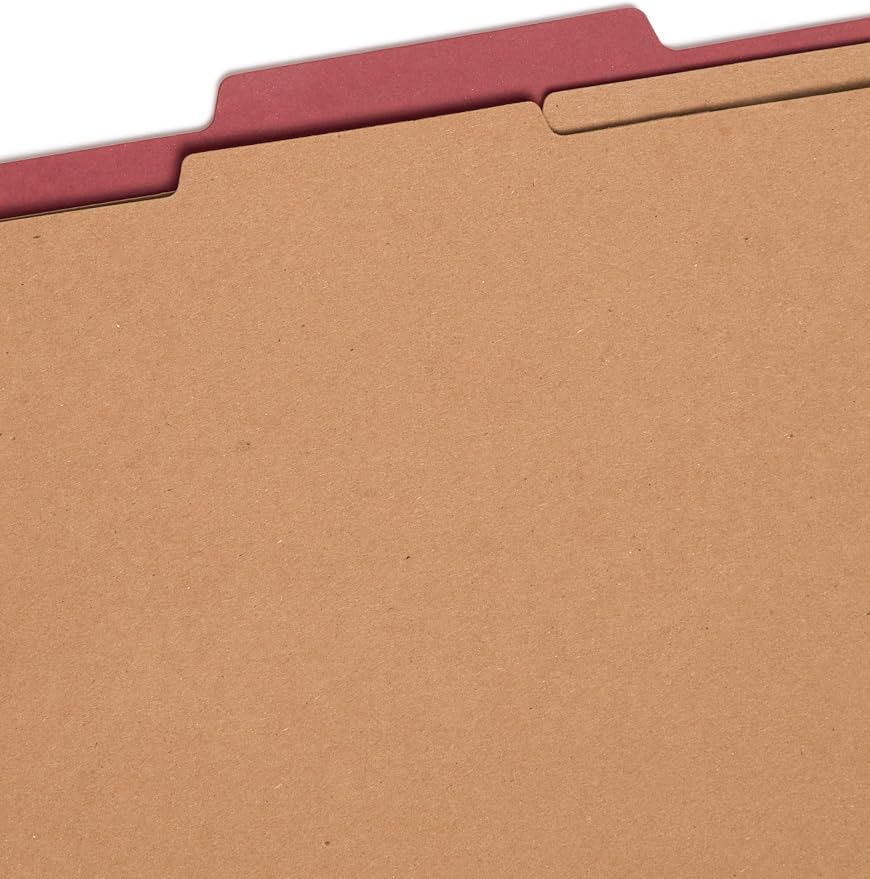 Smead Value Filing 100% Recycled Pressboard Classification File Folder, 1 Divider, 2" Expansion, Legal Size, Red, 10 per Box - Image 3