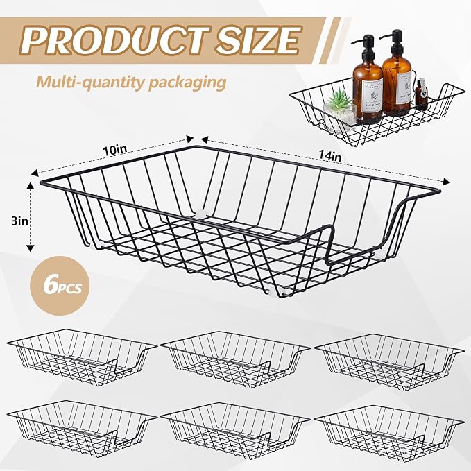 Yeaqee 6 Pcs Letter Tray Classroom Paper Trays,14'' X 10'' X 3'',Black - Image 3