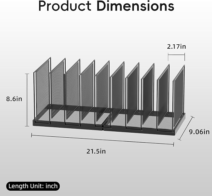 9-Section Desk File Organizer, Vertical File Holder, Mesh Desktop File Folder Metal File Binder Organizer Stand for Office Home Classroom, Black - Image 2