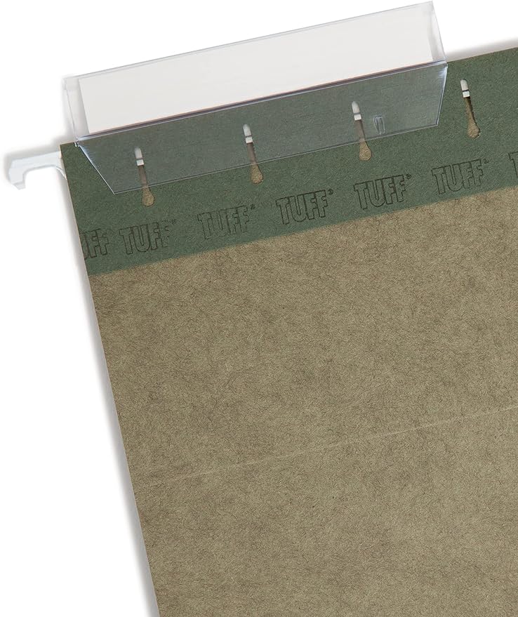 Smead TUFF Hanging File Folder with Easy Slide Tab, 1/3-Cut Sliding Tab, Letter Size, Standard Green, 20 per Box (64036, Rod Color May Vary) - Image 6