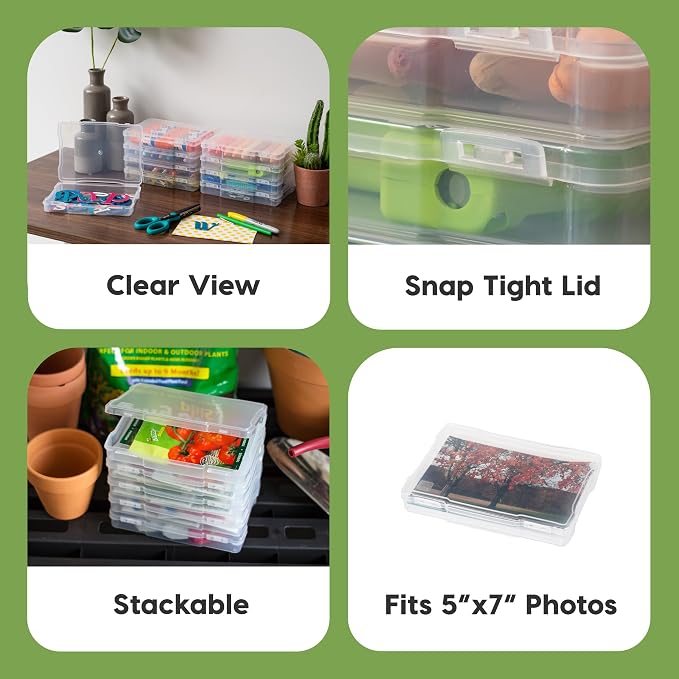 IRIS USA Photo Storage Cases |Made in USA| Fits 5"x7", (10-Pack) - Clear | Picture Box Containers for Tasks, Stickers, Ephemera, & Flashcards Organization - Image 4