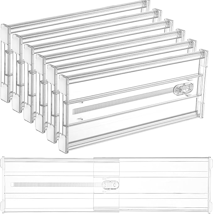 Vtopmart 6" Tall Upgrade Drawer Dividers, 12.8"-22.3" Expandable, 6 Pack | Deep Drawer Organizer, Big Drawer Separator, Clear plastic Adjustable Storage Divider for Dresser, Baby Supplies, Kitchenware by Vtopmart