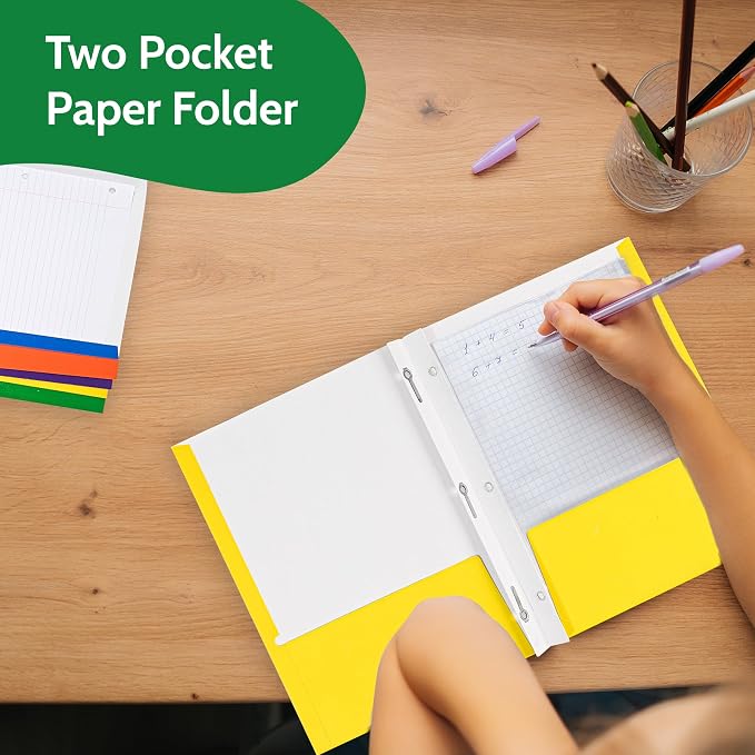 100 Pack Red 2 Pocket Paper Folders. EPI Heavy Duty, Bulk Folders with Pockets, Prongs and Business Card Slots. Letter Size Document Organizers. Durable Portfolio for School, College, Office Files - Image 4