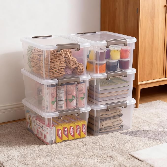 Citylife 17QT Plastic Storage Bins with Lids,5Packs Large Containers | Stackable Box with Locking Latches for Home, Office, Closet & Pantry Organization,Clear - Image 7
