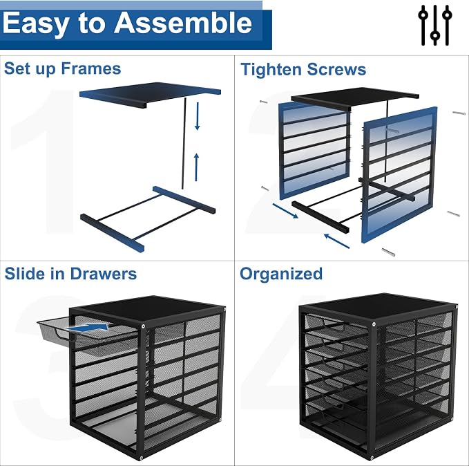 Natwind Mesh Desk Organizer with 6 Tier Sliding Drawers,Black | Paper Sorter, Multi-Functional Home Office Supplies Storage Tray for Letters, Documents,Mail, Files, Arts & Crafts Supplies - Image 2