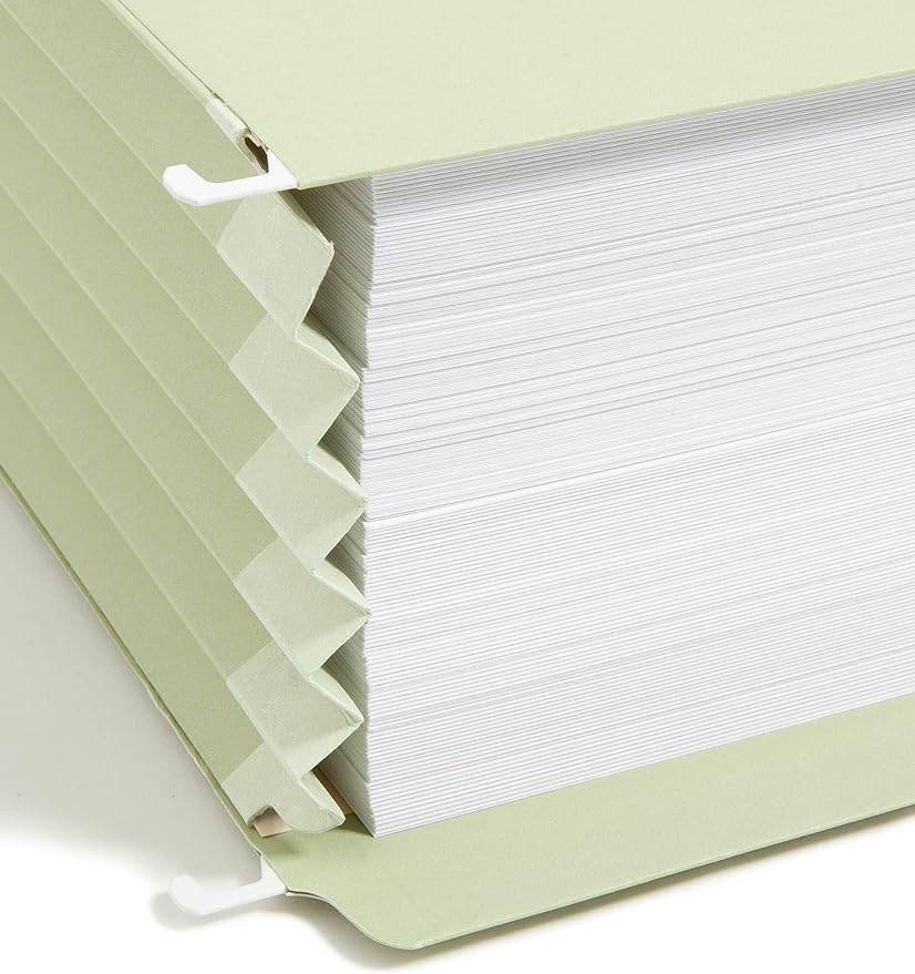Smead FasTab Hanging Pocket with TUFF Construction and Full-Height Gusset, 5-1/4" Expansion, 1/3-Cut Built-in Tab, Legal Size, Moss, 9 per Box (64324) - Image 3