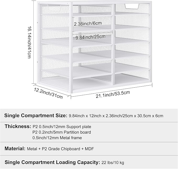 Mail Sorter for Desk, Countertop Literature Organizer, Student Mailbox for Classroom, Desktop Bill Paper Holder Rack for Office Home School, 12 Compartments, White - Image 6