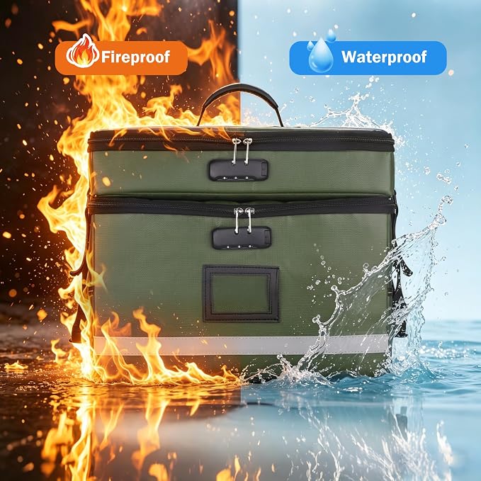 EXLIFBAG 2 Layer File Box with Lock, Portable Document Organizer Box with Handle, Fireproof File Box for Home Office, Legal File Organizer Storage - Image 5