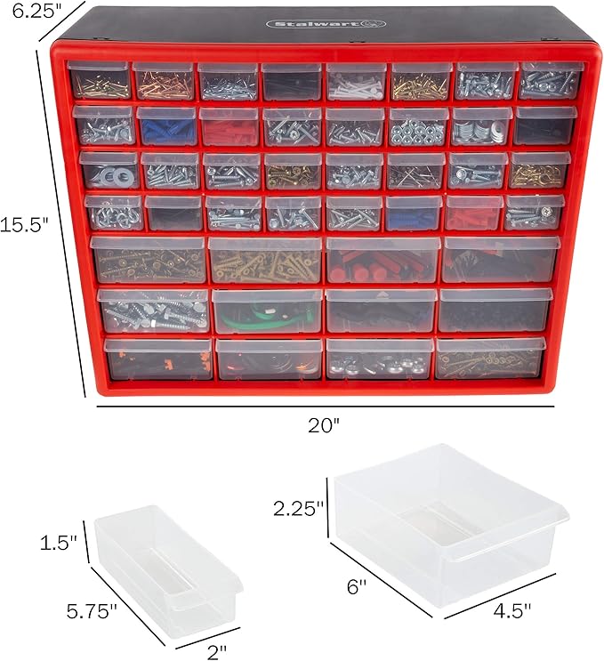 Storage Drawers-44 Compartment Organizer Desktop or Wall Mountable Container for Hardware, Parts, Craft Supplies, Beads, Jewelry, and More by Stalwart - Image 3