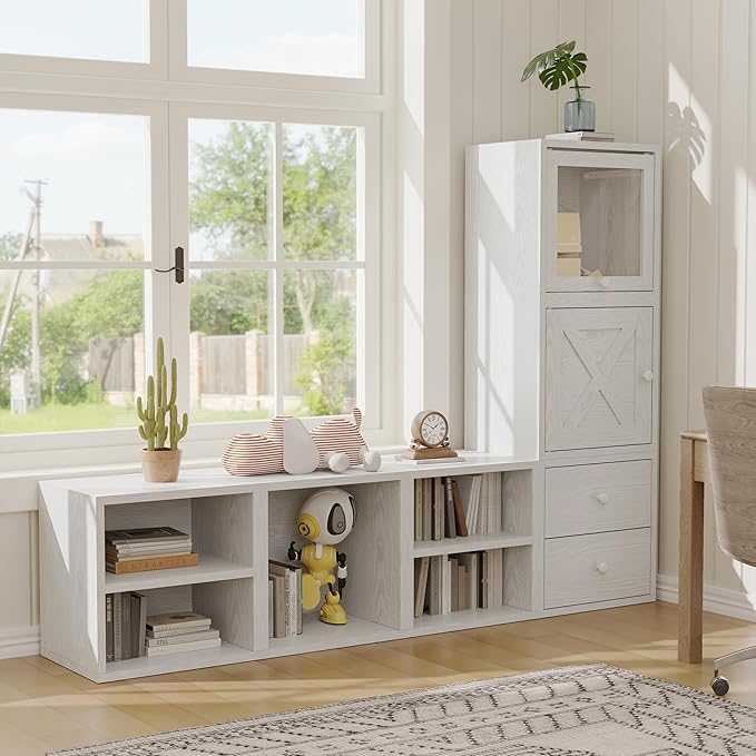 FUSUNBAO Magic DIY Cube Storage Organizer Stackable Cubes for Home Books Clothes Toy -Modular Cubby Storage System-Office Cubical-Bookcase Closet (Pure White-Washed, 1 Layer Cube) - Image 6