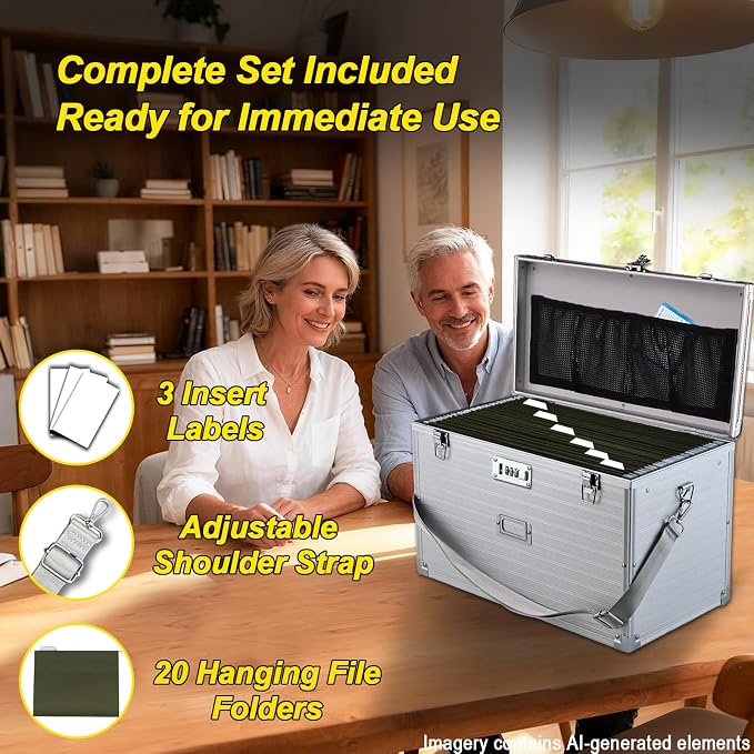 Hanging File Box for Legal | All-in-one set, 20 Folders - Image 2