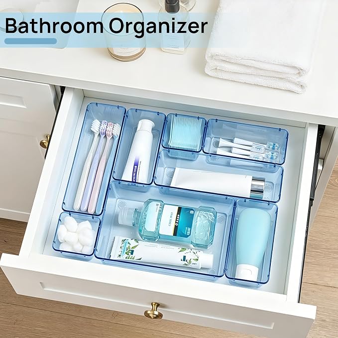 Vtopmart 25 Pack Plastic Drawer Organizers with Non-slip Rubber Pads | 4-Size Versatile Makeup Organizer, Storage Containers Small Bins for Makeup, Jewelries, Bedroom, Kitchen Utensils and Office - Image 5