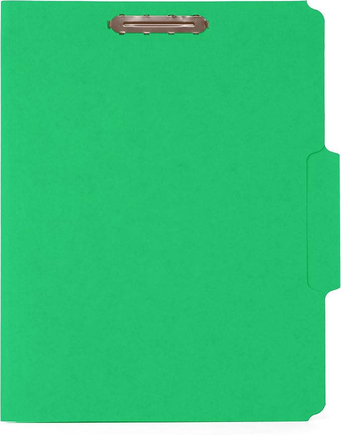 Blue Summit Supplies 50 Green Fastener File Folders, Letter, 1/3 Cut Tab | Durable 11pt green paper, reinforced 1/3 cut tabs, 2 prong fasteners, medical, law client and office files - Image 2