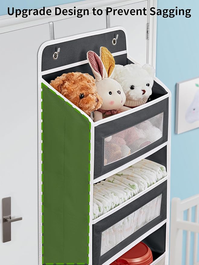 JARLINK Over the Door Organizer for Pantry, Bathroom, 5 Shelf Black, 2 Pack | Anti-Tilt Design, 44 lb Load Capacity, Hanging Door Organizer with 5 Large Capacity Pockets, Behind Door Storage for Nursery - Image 4