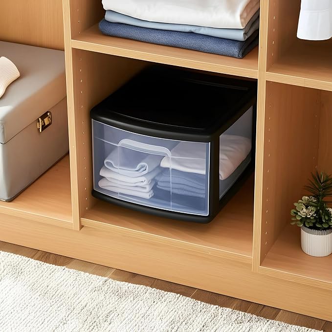 HOMZ 2-Pack 1-Drawer Storage Cart, Clear Plastic Container, 14.25" Wide Medium, Black Frame - Organizing Drawer Containers for Home, Bathroom, Bedroom, Office, and Classroom - Image 9
