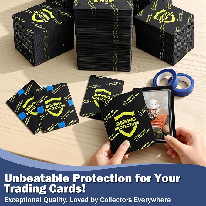 1000-Pack Trading Card Shipping Protectors 3.5'' x 4.5'' with 8 Rolls of Tape Heavy Duty Corrugated Sheet for Safe Shipping, Precut Card Mailers for Sports, MTG, and Collectible Cards (Black) - Image 5