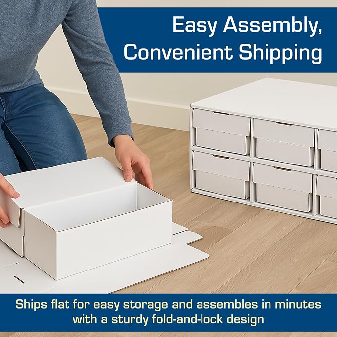 BCW 1600 Count Two Row Card House Storage Box with 6 Shoe Boxes | Holds 9600 Standard Trading Cards | Cardboard Storage House with Six 2 Row Card Storage Boxes - Image 6