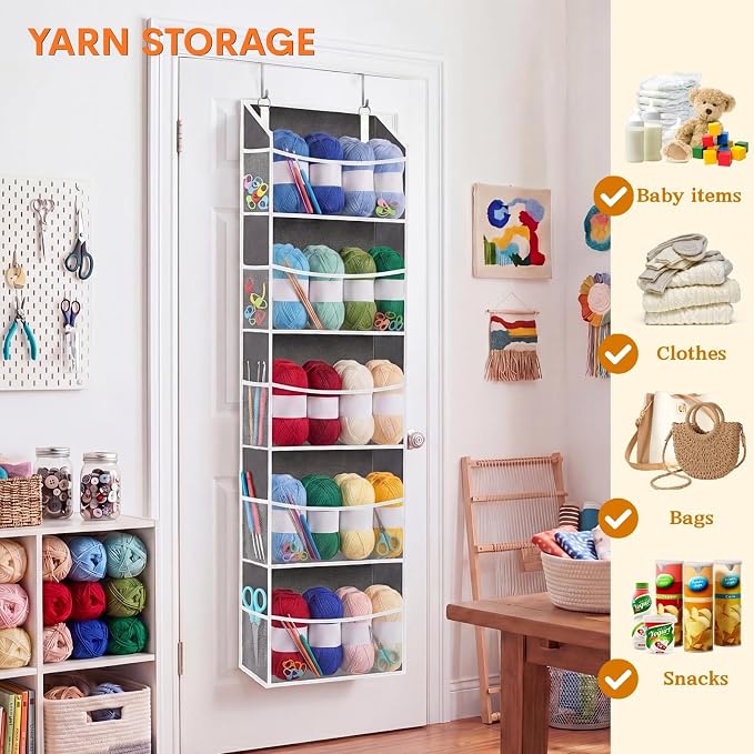 5Tiers Over Door Organizer, Weekly Clothes Organizer for Kids | 5 clear PVC front pockets, 10 mesh side pockets, weekly outfit planner, for kids, dorm, entryway, RV, 50 lbs capacity - Image 6