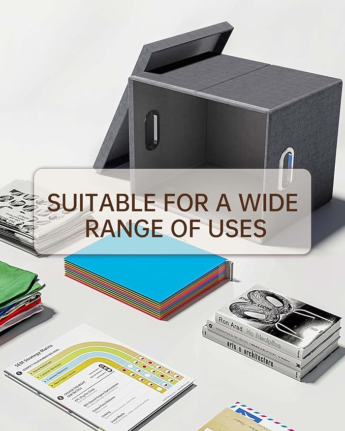 2 Pack File Storage Organizer, Filing Box, Portable File Box with Lid, Fit for Letter/Legal File Folder Storage, Document Organizer, Dark-gray - Image 5